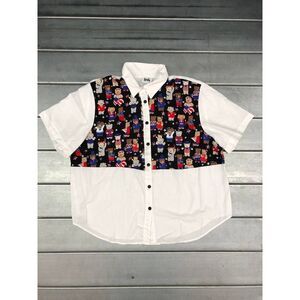 Vintage 80s Tapestry Button Up Womens Size 24 Patriotic‎ Teddy Bears Made In USA